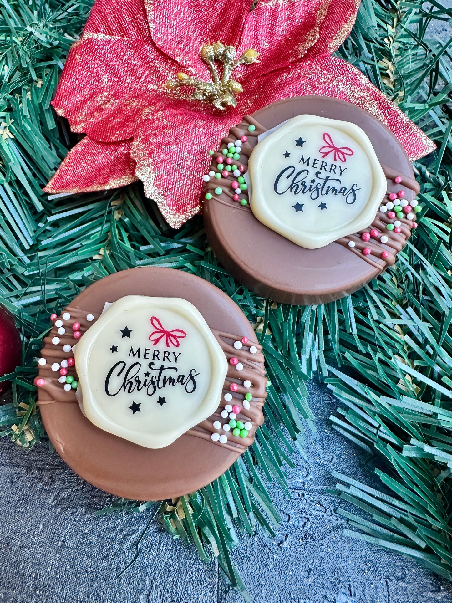 Merry Christmas Chocolate Covered Biscuits