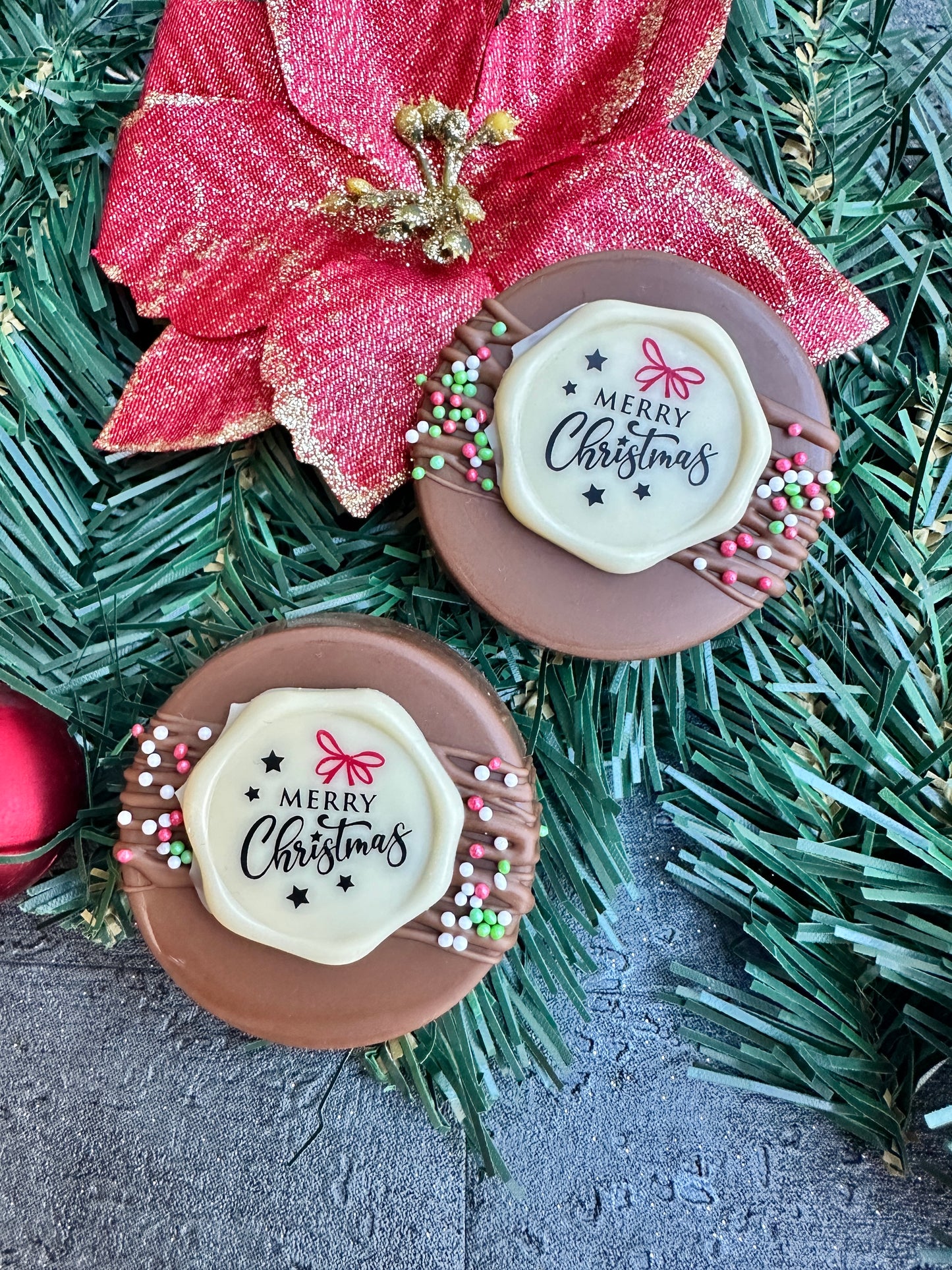 Merry Christmas Chocolate Covered Biscuits