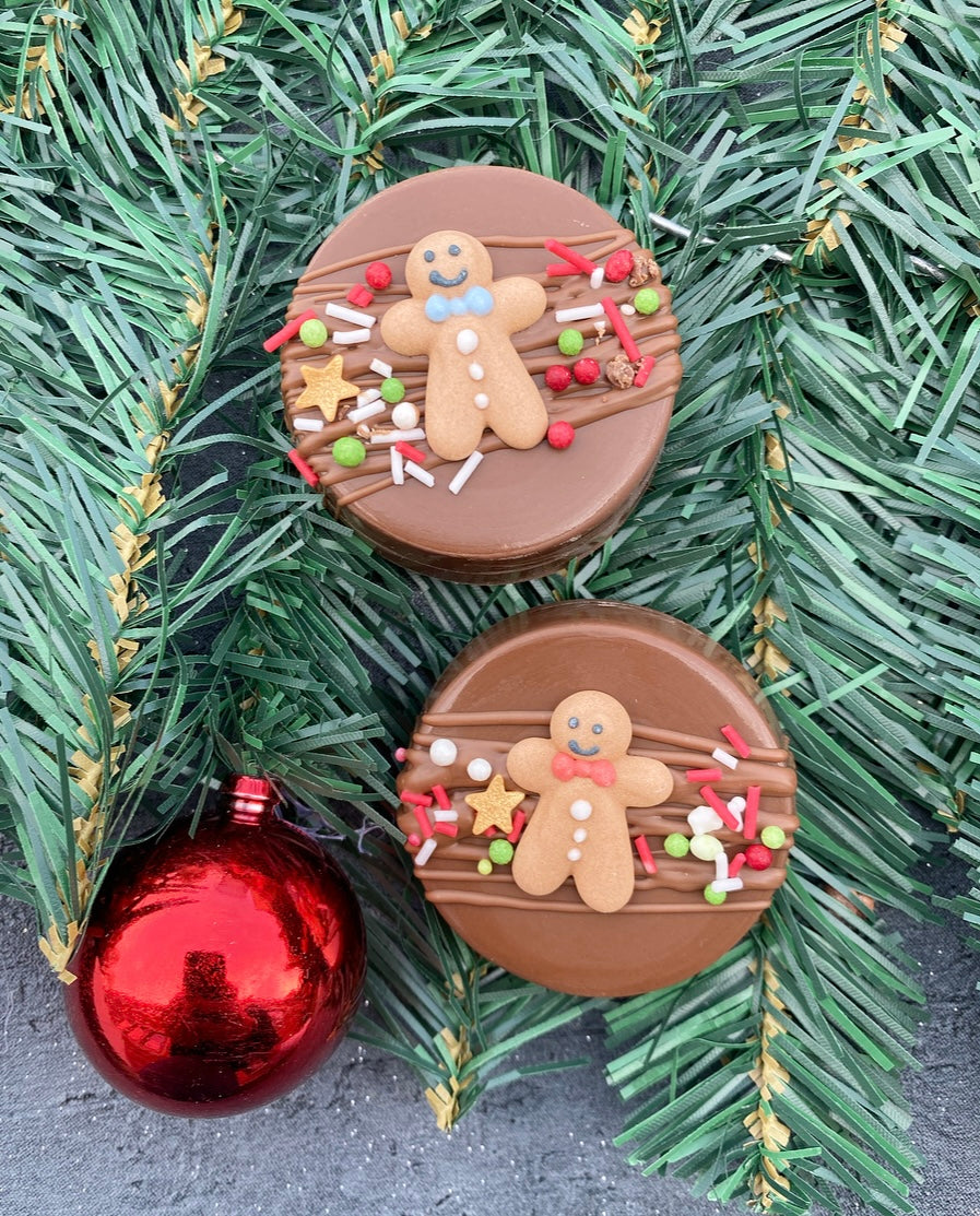 Gingerbread Man Chocolate Covered Biscuit