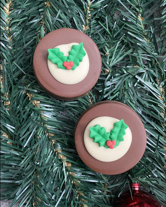 Christmas Pudding Chocolate Covered Biscuits