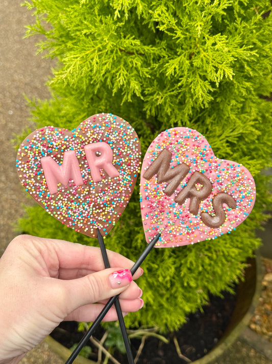 Large Mr & Mrs Heart Lollipop