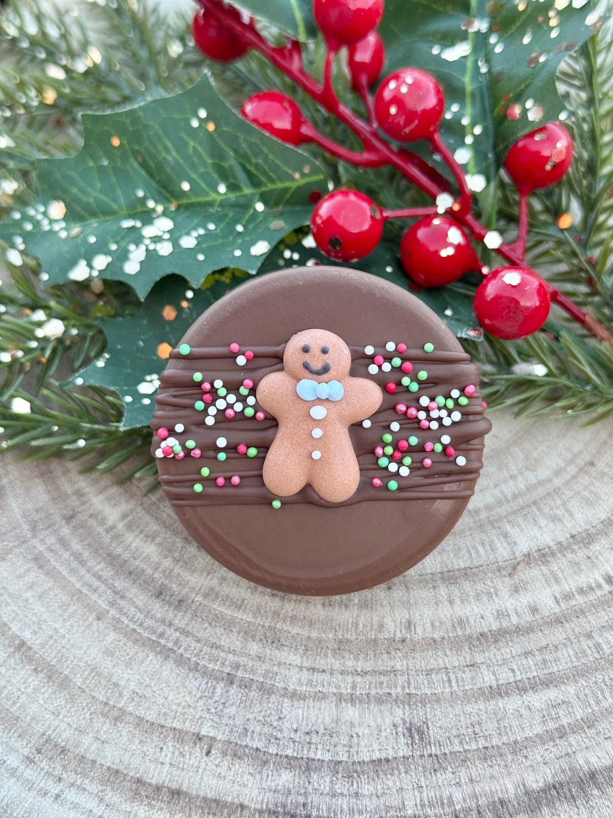 Gingerbread Man Chocolate Covered Biscuit