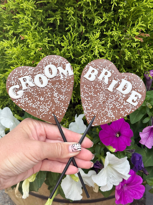 Large Bride & Groom Heart Lollipop
