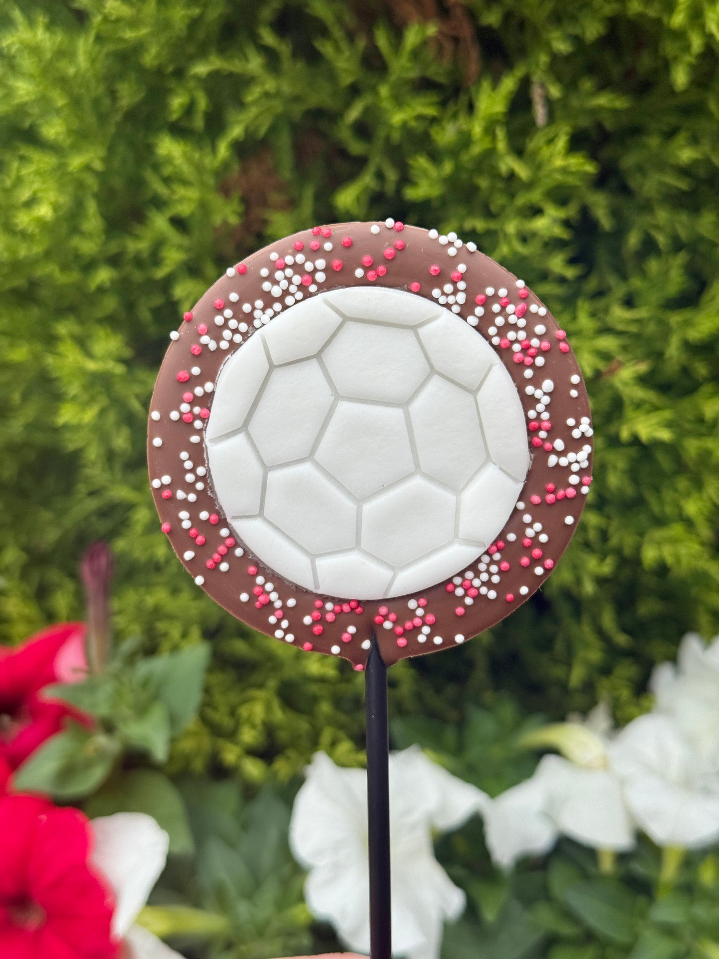 Small Round Football Lollipop