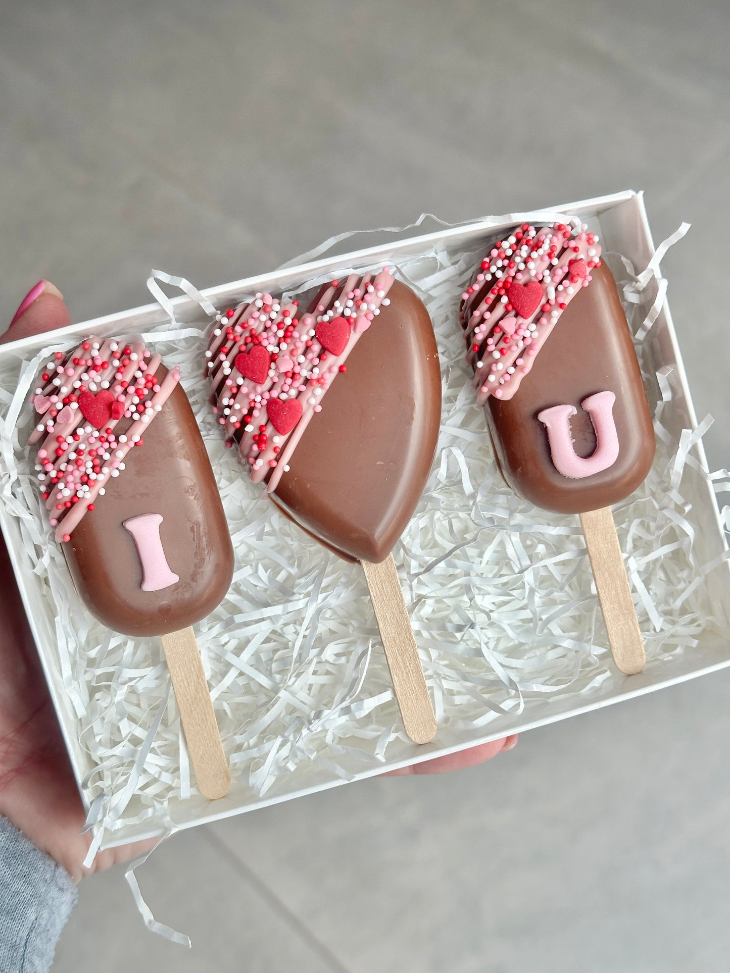 Valentine’s I Love You Chocolate Brownie Pops