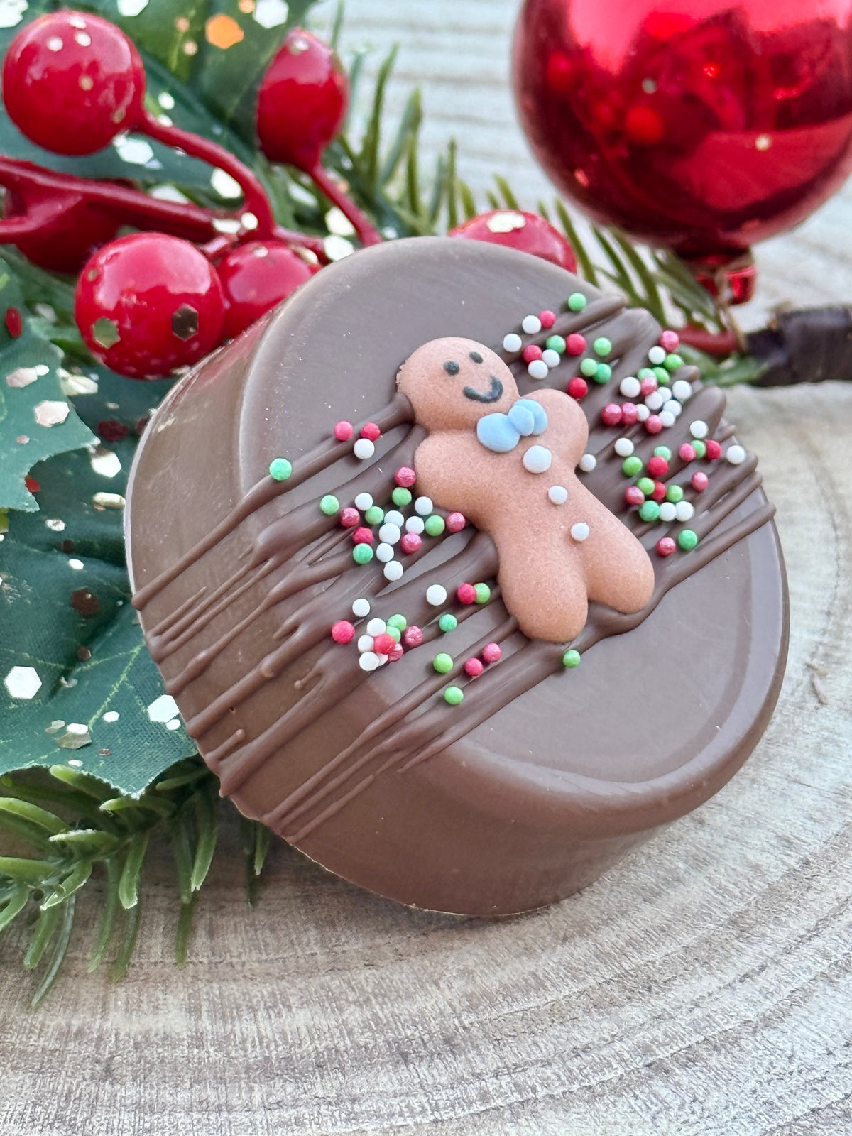 Gingerbread Man Chocolate Covered Biscuit