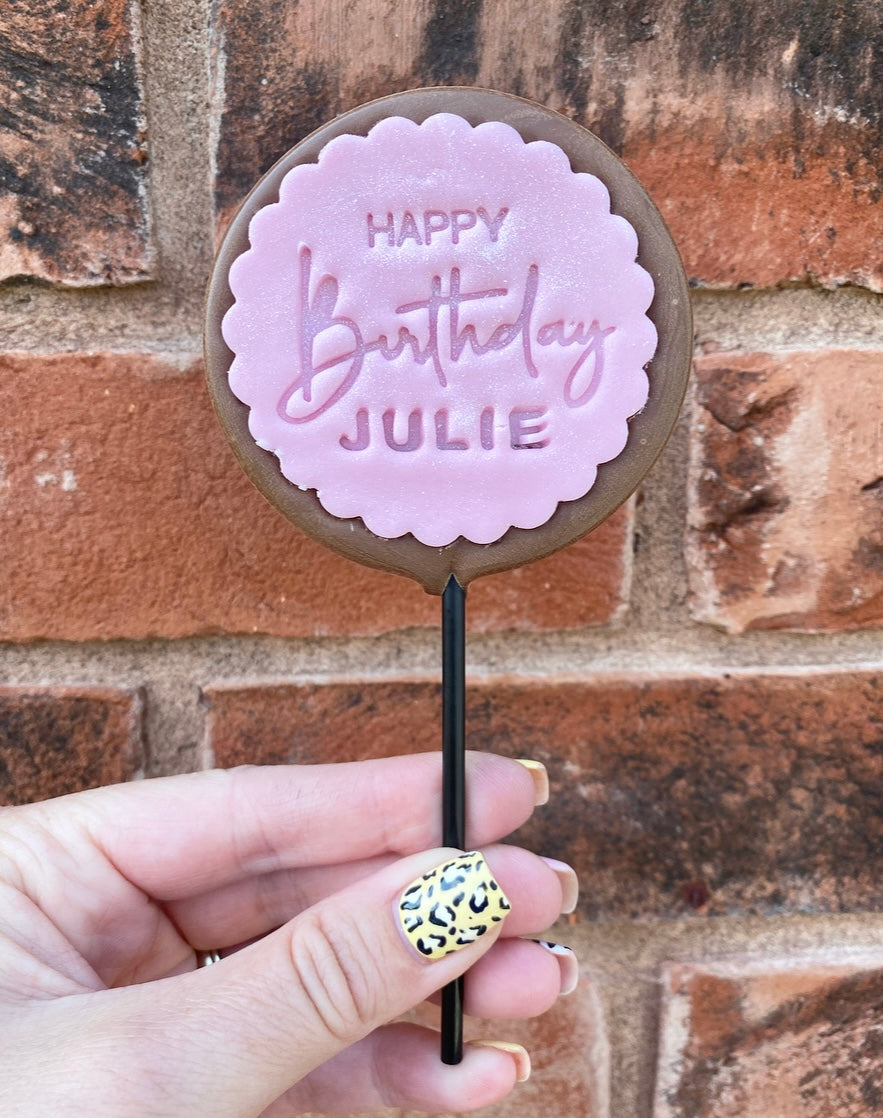 Small Personalised Happy Birthday Lollipop