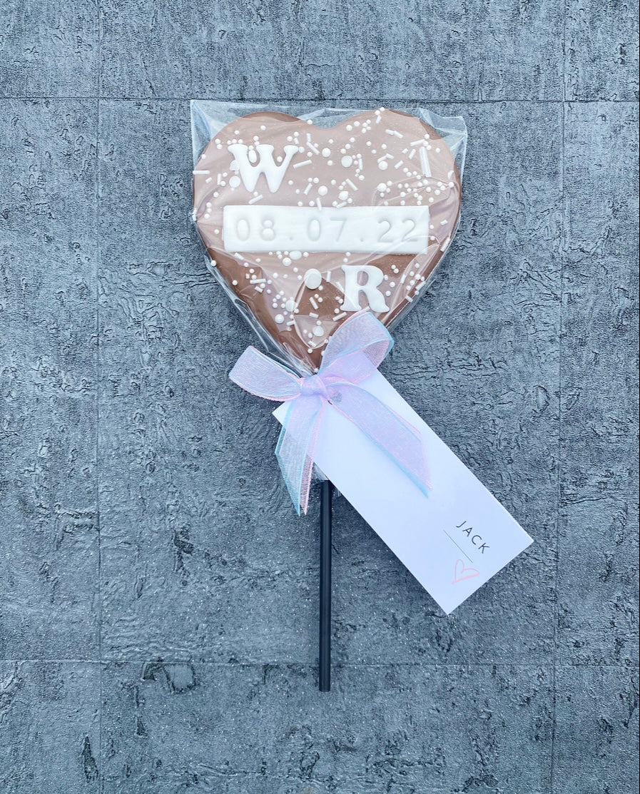 Wedding Day Initial Heart Lollipop