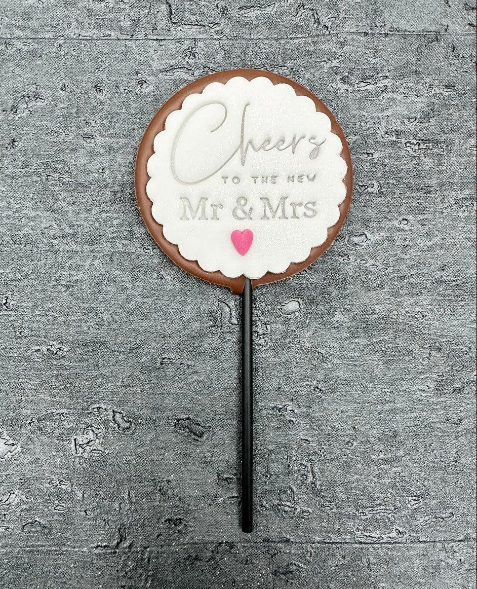 Small Cheers to the New Mr & Mrs Fondant Topper Lollipop